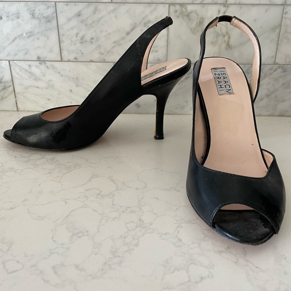 Isaac Misrahi Black leather heels, size 7